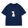 Stylish Oversized T-Shirt With Puppy Print — Navy Blue