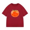 Hand-Drawn Tomato Print T-Shirt — Burgundy