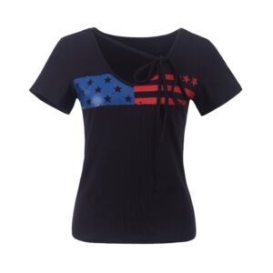 Slim-Fit Flag Print T-Shirt — Black