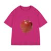 Chic T-Shirt With Creative Apple Print — Rose Pink