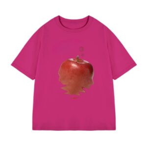 Chic T-Shirt With Creative Apple Print — Rose Pink