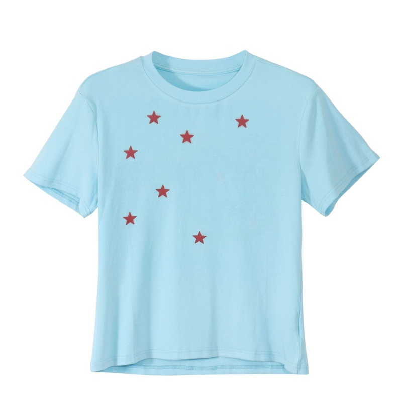 Loose-Fit Star-Print T-Shirt — Blue
