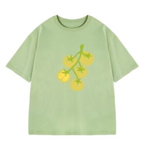 Hand-Drawn Tomato Print T-Shirt — Matcha Green