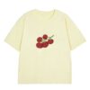 Tomato-Print Pure Cotton T-Shirt — Light Yellow
