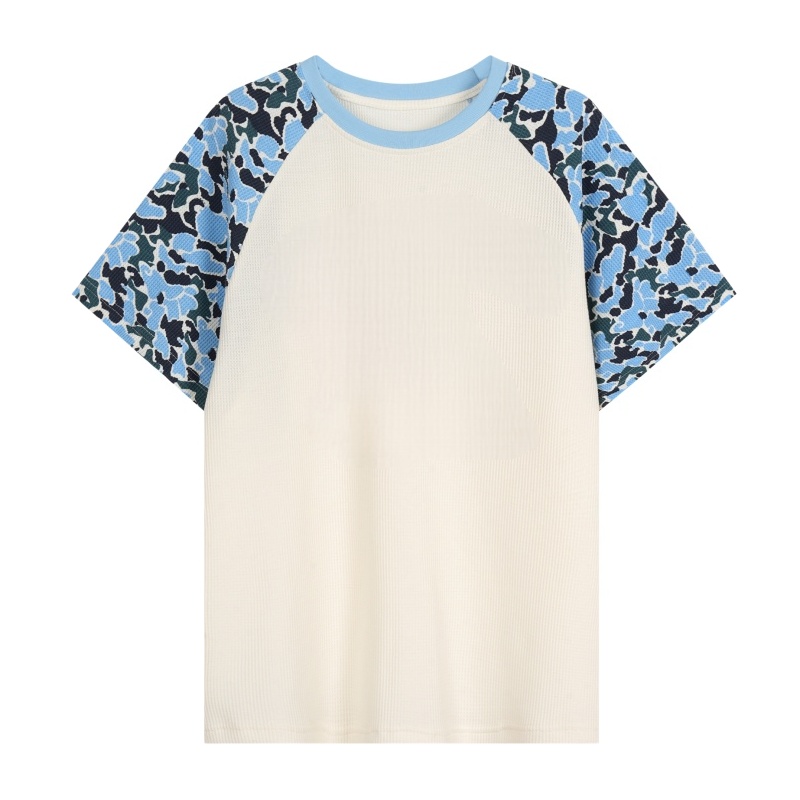 Color-Block Waffle-Knit Camouflage T-Shirt